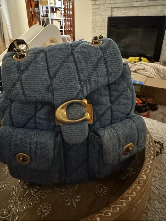 Coach Handbags - Coach Quilted Denim Backpack in Blue with Gold Hardware